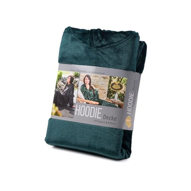 Gözze - Hoodie-Decke mit Kapuze, Strickbündchen am Ärmel und seitlichen Schlupftaschen, 100% Polyester (Mikrofaser), Universalgröße - Dunkelgrün im Sale